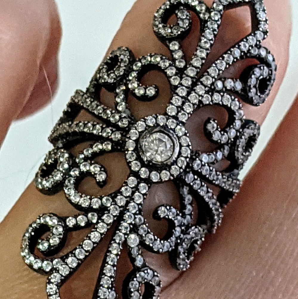 Stunning micro pave, CZ Gatsby style silver ring